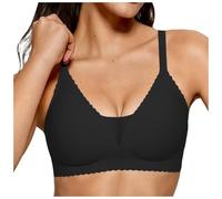 2026 Soutien-gorge sans armatures sans coutures pour femme, bralettes confortables en maille avec col en V profond, soutien-gorge push-up, couverture complète, pour tout le monde, Noir , L