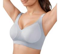 2026 Soutien-gorge sans armatures sans fil push-up sans coutures pour femme Couverture complète Soutien-gorge de sport confortable pour tout le monde, Normal et Grande Taille, bleu clair, L