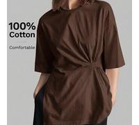 2026 SS Nouveau T-shirt décontracté ajusté pour femmes de couleur unie, T-shirt coupe décontractée, vêtements décontracté chic pour femmes pour les vacances, la plage, les festivals de musique country