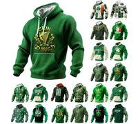 2026 St Patrick Day Sweat-shirt à capuche en tricot pour homme avec design texturé pour un look décontracté au quotidien Costume de trèfle à manches longues Sweat à capuche festif décontracté, Vert-e