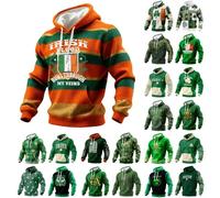 2026 St Patrick Day Sweat-shirt à capuche en tricot pour homme avec design texturé pour un look décontracté au quotidien Costume de trèfle à manches longues Sweat à capuche festif décontracté