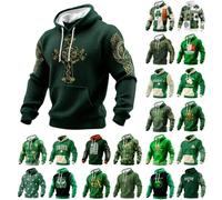 2026 St Patrick Day Sweat-shirt à capuche en tricot pour homme avec design texturé pour un look décontracté au quotidien Costume de trèfle à manches longues Sweat à capuche festif décontracté, Vert