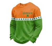 2026 St Patrick's Day T-shirt thermique à manches longues, pull décontracté avec boutonnière pour l'automne et l'hiver, Orange, XL
