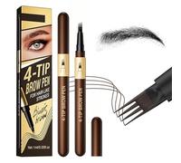 2026 Stylo à sourcils Microblading avec 4 pointes de fourchette, brosse précise pour créer des traits naturels semblables à des cheveux pour les femmes, stylo à sourcils défini (Black)
