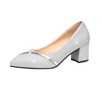 2026 Summer Mouth Frosted Fashion Pointed Thick Women High Heels Casual Toe Shallow Heel Sandals > Accessoire de sac et chaussures, Argenté., 3.5 UK 3X-Narrow