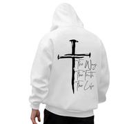 2026 Sweat à capuche décontracté à manches longues pour homme Motif imprimé Dieu Confortable à porter au quotidien, blanc, XXL