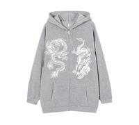 2026 Sweat à Capuche surdimensionné Y2K avec Fermeture éclair - Style Gothique - Motif Dragon - Emo Grunge Alt Baggy - Style années 90 - Punk Streetwear