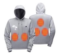 2026 Sweat-shirt d'hiver chauffant à capuche pour hommes et femmes, température constante USB, cinq niveaux de chauffage, veste chauffante imprimée chaude et décontractée, gris, XXL