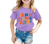 2026 T-shirt à manches courtes pour enfants avec inscription « 100 Days of School », lilas, 3-4 ans