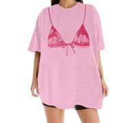 2026 - T-shirt décontracté pour femme avec graphismes amusants, t-shirt léger pour le quotidien et la détente Blouses festives pour femme, Rose, XXL