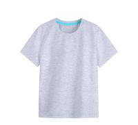 2026 T-shirt doux à manches courtes et col rond pour filles, t-shirt imprimé multicolore, gris, 7-8 ans