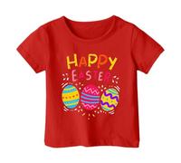 2026 T-shirt Enfants Joyeuses Pâques T-shirts pour Enfants Gnomes Chemise Drôle Fête de Pâques T-shirt Été Manches Courtes Col Rond T-shirts, rouge, 6-7 ans