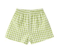 2026 T-shirt pour enfants filles shorts décontractés à carreaux, les petites filles portent des pantalons d'été légers, Vert clair., 3-4 ans