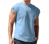 2026 T-shirt respirant sans manches pour homme Hauts Slim Fashion Été Col rond Manches courtes, bleu clair, XXL