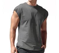 2026 T-shirt respirant sans manches pour homme Hauts Slim Fashion Été Col rond Manches courtes, gris foncé, L