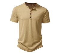 2026 T Shirt Travail Homme Col en V- T Shirt Coton Manches Courtes Couleur Unie avec Bouton Casuales Regular Fit Haut De Tous Les Jours Ample Comfortable Chic Doux Léger Respirante Top Base