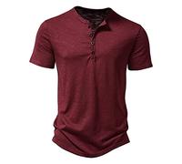 2026 T Shirt Travail Homme Col en V- T Shirt Coton Manches Courtes Couleur Unie avec Bouton Casuales Regular Fit Haut De Tous Les Jours Ample Comfortable Chic Doux Léger Respirante Top Base