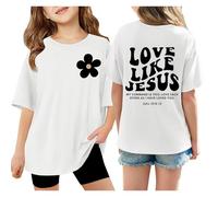 2026 - T-shirts pour enfants pour filles, manches courtes, pour l'été, hauts surdimensionnés, décontractés, col rond, t-shirts basiques, t-shirt 1 an garçon, Blanc., 3-4 ans