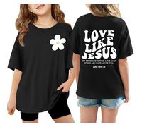 2026 - T-shirts pour enfants pour filles, manches courtes, pour l'été, hauts surdimensionnés, décontractés, col rond, t-shirts basiques, t-shirt 1 an garçon, Noir , 3-4 ans