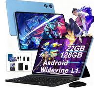2026 Tablette 10 Pouces Android, 128Go ROM(TF 2To)+ 22Go RAM , 5G WiFi Octa-Core 2.0GHz, 8000mAh, GPS, Gemini AI tablette, 5+8MP,Bluetooth 5.0,Widevine L1, Tablette Tactile avec Clavier+Souris（Bleu ）