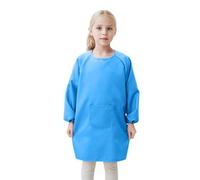 2026 - Tablier d'art pour enfant avec poche pour enfants, tabliers de peinture d'artiste, blouse à manches longues batik pour enfants, bleu, 8-12 ans