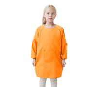 2026 - Tablier d'art pour enfants avec poche pour enfants, tabliers de peinture d'artiste, blouse à manches longues chemise 1ère fille, Orange, 2-4 ans