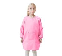 2026 - Tablier d'art pour enfants avec poche pour enfants, tabliers de peinture d'artiste, blouse à manches longues chemise 1ère fille, Rose, 8-12 ans