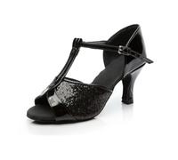 2026 - Talons hauts élégants en satin avec semelle souple et souple pour les spectacles de danse latino-américaine, Noir , 42 EU