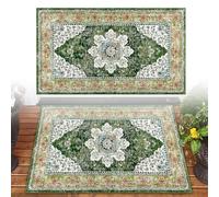 2026 Tapis de salon doux et confortable en cuir synthétique pour entrée, salon et autres endroits, lavable en machine, confortable (kaki, 60 x 40 cm)