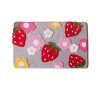 2026 Tapis de salon moderne et minimaliste pour chambre à coucher avec imitation tapis isolant de style fraise, tapis de sol résistant à l'usure (B, taille unique)