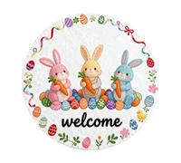 2026 Tapis de sol rond en forme de lapin de Pâques, 2026, absorbant, antidérapant et résistant, tailles : 40 cm/60 cm/80 (A, 40 cm)