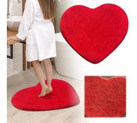 2026 Tapis en forme de cœur pour salle de bain et salon, tapis de sol antidérapant avec motif à thème pour couples (rouge, 60 x 50 cm)