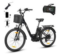 2026 TTGO C2 PRO Vélo Électrique 26"" - Moteur 250W -Batterie 36V/18Ah - 25 km/h Max - 120KM Max - Shimano 7 vitesses - Noir