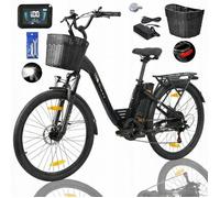 2026 TTGO C2 PRO Vélo Électrique 26"" - Moteur 250W -Batterie 36V/18Ah - 25 km/h Max - 120KM Max - Shimano 7 vitesses - Noir
