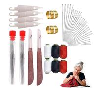 2026 Upgrade Big Eye Steel Sewing Needles Kit,Stainless Steel Sewing Needle Kit,34pcs Long & Thin Needle Threader and Hand Sewings Set for Stitching,and DIY Hand-Made Projects-A