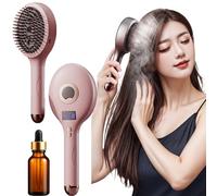 2026 Upgrade Electric Spray Air Cushion Massage Comb, 3-in-1 Misting Detangling Brush ith Retractable Bristles & Water Spray, for Smoothing Styling & Frizz Control (Pink)