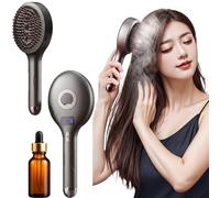 2026 Upgrade Electric Spray Air Cushion Massage Comb, 3-in-1 Misting Detangling Brush ith Retractable Bristles & Water Spray, for Smoothing Styling & Frizz Control (Black)