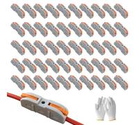 2026 Upgrade Universal Quick Lever Electrical Wire Connectors (12-24 AWG) Assortment, Mini Quick Lever Wire Connectors Push-in, 1 in 1 Out, Electrical Wire Butt Splice Inline Terminals (50PCS)