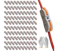 2026 Upgrade Universal Quick Lever Electrical Wire Connectors (12-24 AWG) Assortment, Mini Quick Lever Wire Connectors Push-in, 1 in 1 Out, Electrical Wire Butt Splice Inline Terminals (100PCS)