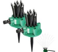 2026 Upgraded 360° Multi-Directional Lawn Sprinkler, Automatic Rotating Garden Irrigation Sprinkler with 12 Flexible Nozzles for Large Area Yard, Lawn, Flower Bed & Garden (2PCS)