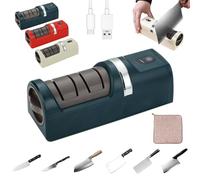 2026 Upgraded Automatic Kitchen Knife Sharpener, Electric Knife Sharpener Professional, Cordless 3-Stage Precision Sharpening with Diamond Abrasive Wheels & 3 Speeds, for All Knives (Green)