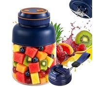 2026 Upgraded Portable Wireless Juicer Cup, 38-Blade High Capacity Portable Blender for Shakes and Smoothies, USB Rechargeable Juicer Bottles with Dual Lid & Straw for Travel, Office, Gym (Blue)