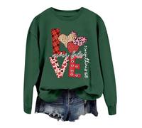2026 Valentines Day Lovers Heart Printed Hoodie Sweater (2), vert foncé, XXL