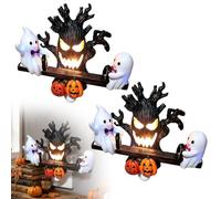 2026 Veilleuse décorative à bascule avec motif chapeau d'Halloween, lampe LED pour chambre à coucher, salle de bain, couloir, salon, éclairage décoratif en résine, taille compacte pour une touche