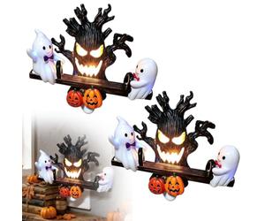 2026 Veilleuse décorative à bascule avec motif chapeau d'Halloween, lampe LED pour chambre à coucher, salle de bain, couloir, salon, éclairage décoratif en résine, taille compacte pour une touche