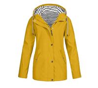 2026 Veste coupe-vent 3 en 1 à capuche à carreaux pour femme Automne et hiver, jaune, XXL
