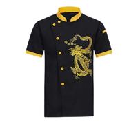 2026 Veste de chef unisexe avec manches longues et boutons rouges contrastés pour homme et femme, Noir , M