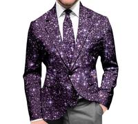 2026 Veste demi-saison pour homme avec paillettes - Veste de soirée formelle - Coupe ajustée moderne - Alternative Luxedo pour les événements de gala, lilas, 3XL