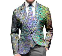 2026 Veste demi-saison pour homme avec paillettes - Veste de soirée formelle - Coupe ajustée moderne - Alternative Luxedo pour les événements de gala, argenté, 3XL