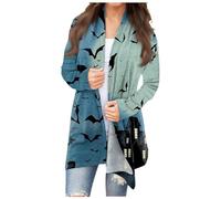 2026 Vestes pour femmes mode décontractée sur le thème d'Halloween imprimé chemise cardigan veste à manches longues, rouge pastèque, XL